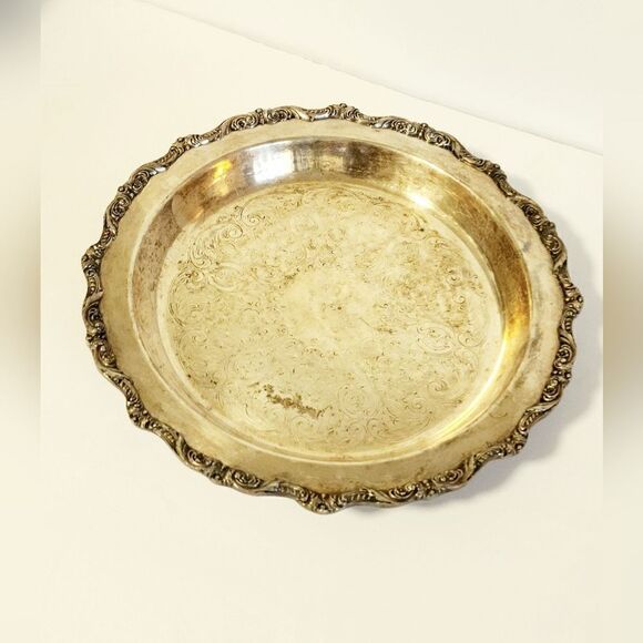 Vintage Poole old english silverplate footed pie server tray - Picture 2 of 6